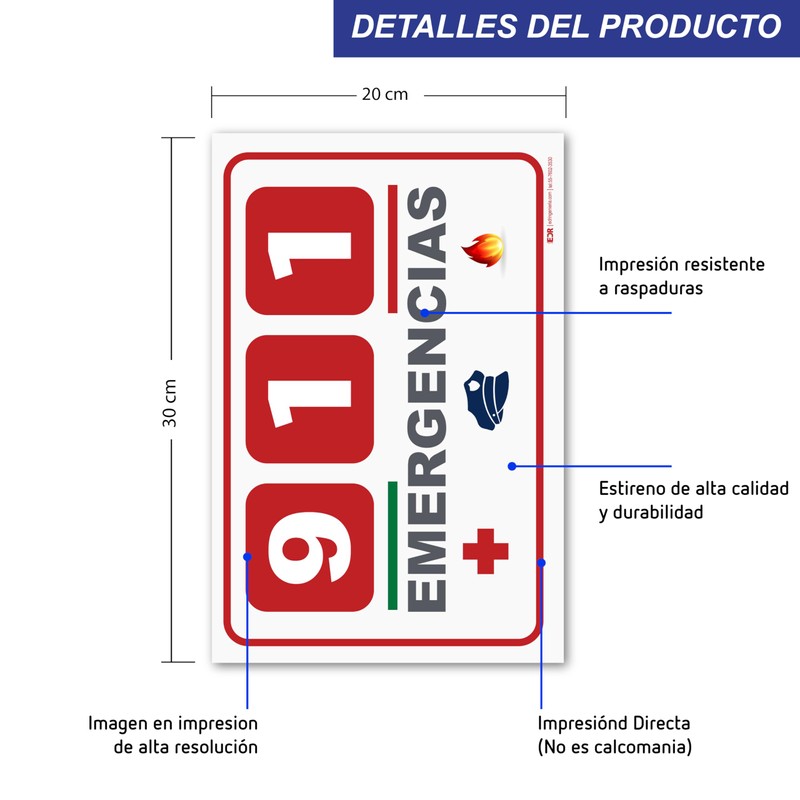 Letrero Señalamiento 911 emergencias