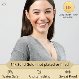 MAX + STONE 14k Yellow Gold Bar Pendant Necklace for Women with 3mm Small Yellow Citrine on 16 Inches to 18 Inches Adjustable Cable Chain with Spring Ring Clasp November Birthstone