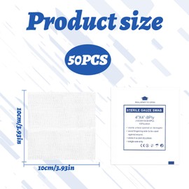 Gauze Swabs,50 PCS Gauze Swabs 10cm x 10cm,Gauze Pads,Gauze Dressing,Gauze Squares,Non Woven Swabs,Gauze Sponge,Non Woven Gauze Pads,Cotton Gauze Household Supplies for Home Outdoor