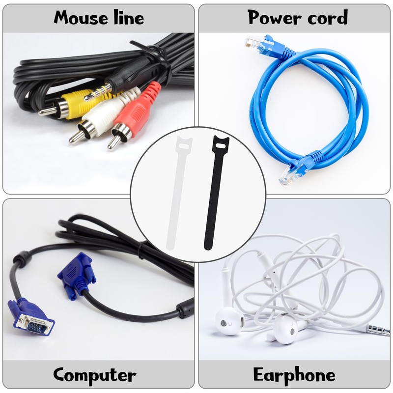 60Pcs Cable Ties Reusable Adjustable Cable Straps Hook and Loop
