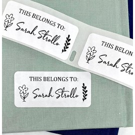 Atelier Elegance Custom Address Labels, Any Name, This Belongs to Label, Flower