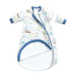 usbettas Removable Long Sleeve Sleep Sack for Babies 18-24 Months, 2-Way Zipper Summer Sleep Sacks with Roomy Leg Space, Soft Comfy Baby Wearable Blankets, 1.0 Tog, Dinosaur Garden