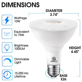 Energetic 2 Pack PAR30 LED Bulbs, Flood Light Outdoor Indoor 75 Watt Equivalent 10W Dimmable,5000K Daylight,1000 Lumens,E26 Base,IP65 Waterproof LED Recessed Light Bulbs for Security