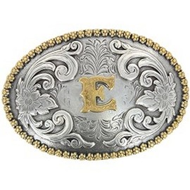 Nocona Belt Co. M&F E Initial Belt Buckle Silver