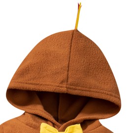 IWALUE Baby Boy Girl Costume Thanksgiving Little Turkeys Cosplay Hooded Romper (Brown,12-18 Months)