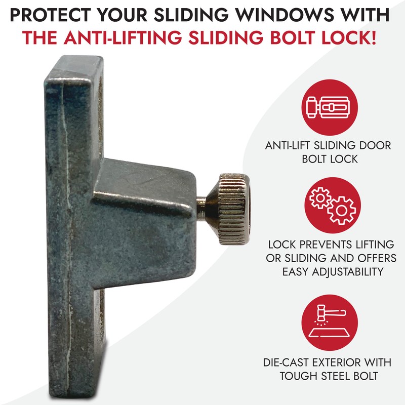 NU-SET 2978-6 Anti-Lifting Sliding Door Bolt, 6 Pack, Zinc
