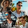 LINVO Polarized Sunglasses Men Premium Al-Mg Frame Classic Square Military