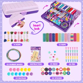 Friendship Bracelet Craft Kit for Girls, Arts and Crafts for Kids, DIY String Bracelet Maker Craft, Girls Toy, Easter Gifts, Birthday Gifts for Age Kids (Purple)