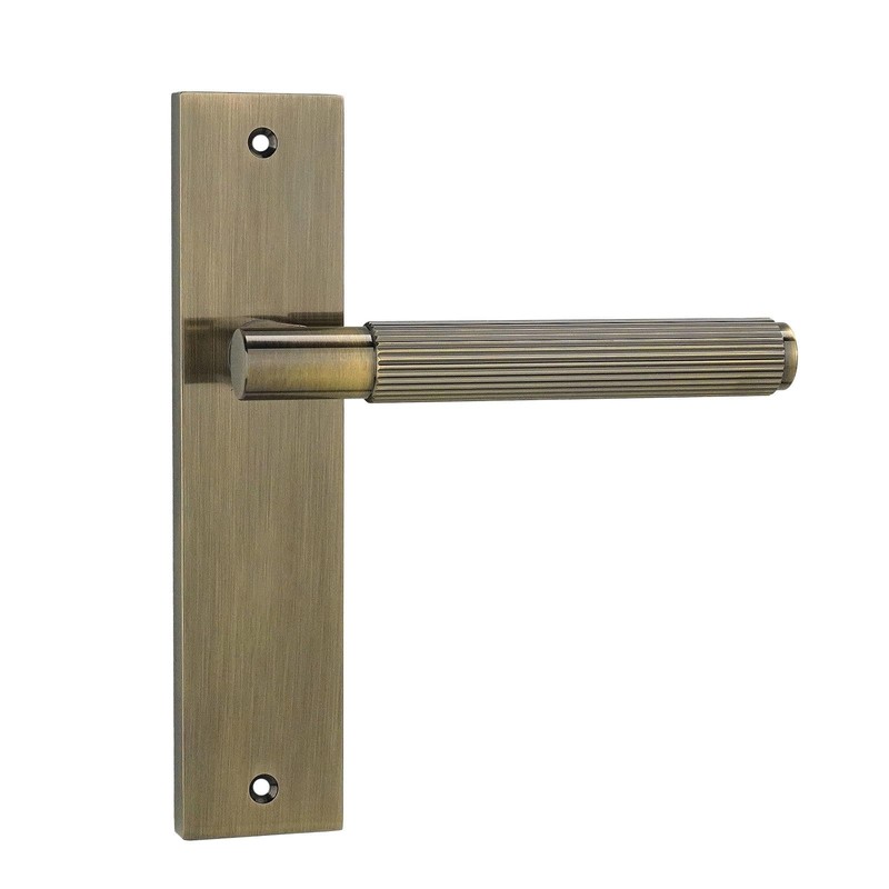 Decoranddecor Hera Antique Brass Knurled Backplate Door Handles Set –