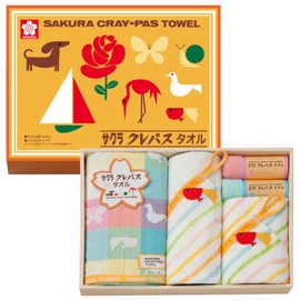 Stylem Takisada-Osaka Sakura Crepas Towel Gift Boxed Hand Towel Nursery with Loop 2 Hand Towels 13.4 x 13.4 x 13.4 inches (34 x 34 cm) Towel Handkerchief x 2 Piece Face Towel x 1 13.4 x 29.5 inches