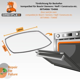 DREHFLEX - BOD20 Gasket/Oven Gasket/Rubber Suitable for Various Cookers / Ovens from Bosch/Siemens/Neff/Constructa - Suitable for Part No. 0075406...