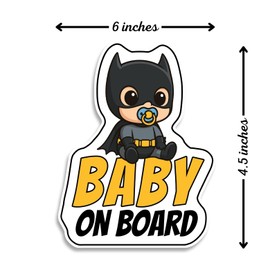 Baby on Board Car Sticker, Superhero, Waterproof and UV-Resistant Baby on Board Sticker, Durable Baby Sign for Safety Awareness, Easy to Apply for Window or Bumper