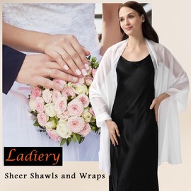 Ladiery Evening Scarves and Shawls for Evening Dresses, Soft Transparent Crepe Scarf with Shimmer, Bridal Scarf, Elegant Women's Scarves, White