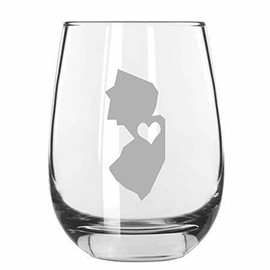 New Jersey Heart States Etched 15.25oz Stemless Wine Glass