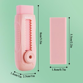 M&G 4+1 Pack Rubber Pink Erasers Sliding Retractable Eraser, Soft Cute Erasers Push Pull Large Pencil Erasers with Plastic Sleeve 4 Refill Eraser for School Students Kids Office Home Supplies