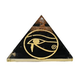 Large Orgone Pyramid | Black Tourmaline Pyramid Crystal | Eye of Horus Orgonite Pyramid | Organ Pyramids Positive Energy Healing
