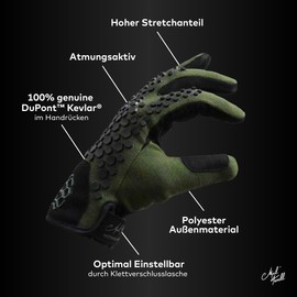 Mycl Turell MX MTB Bicycle & Motorcycle Gloves Kevlar Reinforced Adjustable Breathable (Kevlar Green, 4XL)