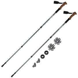 JELEX Nature Telescopic Walking Poles for Nordic Walking Adjustable, Includes Various Attachments for Outdoor Activities, Ultralight Hiking Poles with Antishock Technology (Blue Premium)
