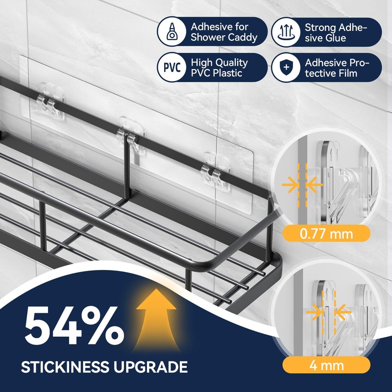 YASONIC 9-Pack Shower Caddy Adhesive Replacement - Transparent Shower Adhesive