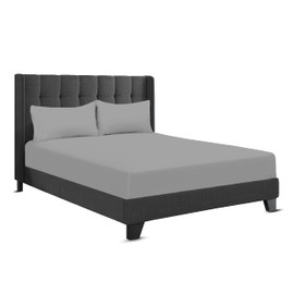 200 Thread Count Hotel Quality Bedding 100% Pure Egyptian Cotton Fitted Sheet - Stretches Up To 25cm Deep (Grey, Single: 90x190cm + 25cm Deep)