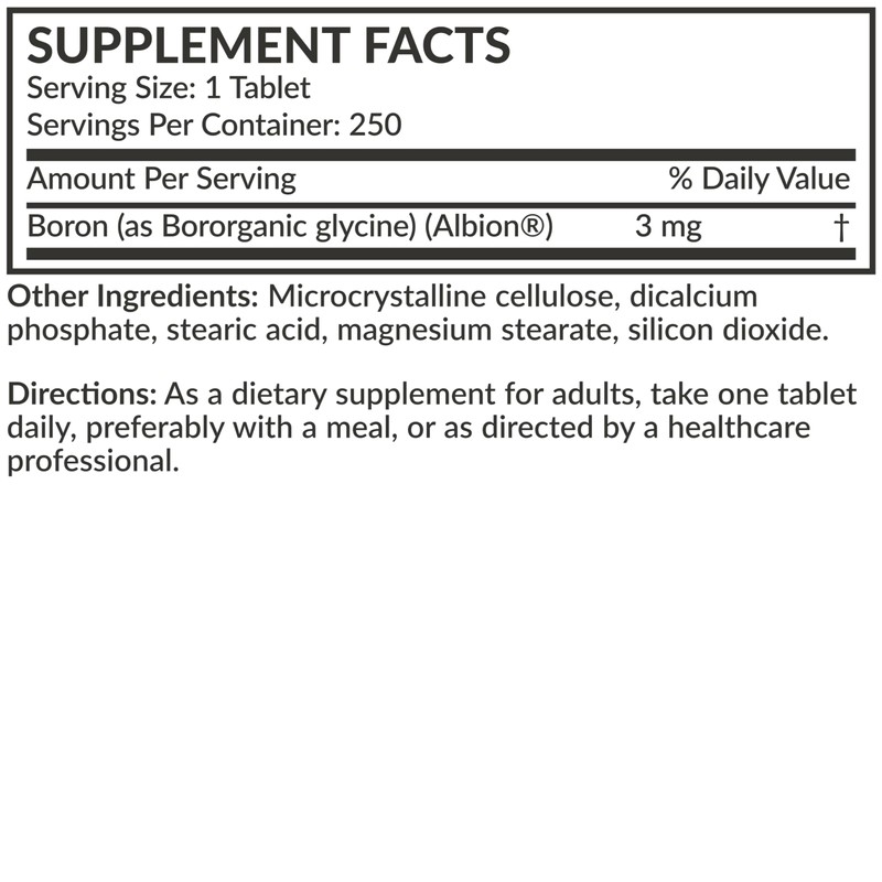 Futurebiotics Boron 3mg, Vegetarian, Non-GMO, Chelated for Absorption, 250 Tablets