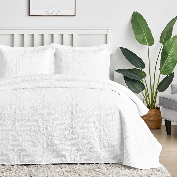 Hansleep White Quilt California King Size - Damask Ultrasonic Summer