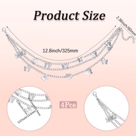 GORGECRAFT 4 Stück Schuh Charm Ketten 3 Lagige Stiefelriemenkette Schuhe Dekorative Schmetterlings Charm Kette Aus Metalllegierung Mit Karabinerverschluss Schuhzubehör Für Damen Und Herren Turnschuhe