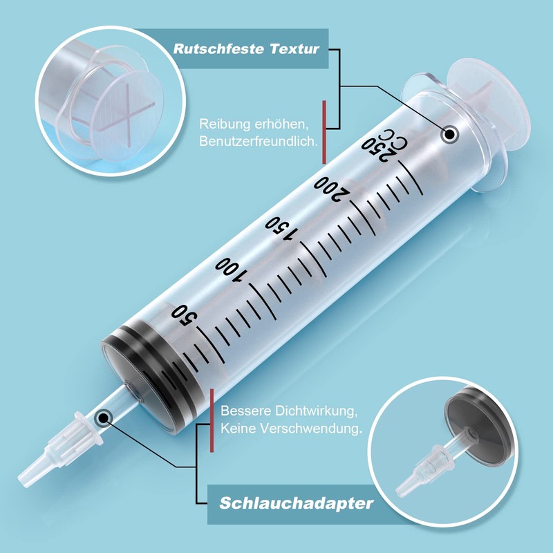 Syringe 250 ml, bubble syringe, plastic syringe, dosing syringe for