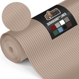 Gorilla Grip DuraGuard Shelf Liner, Non-Adhesive Cabinet Liners for Kitchen Drawers, Shelves, Refrigerator, Pantry Storage, Bathroom Closet, Durable Waterproof BPA Free Ribbed Plastic, 17.5x10 Beige