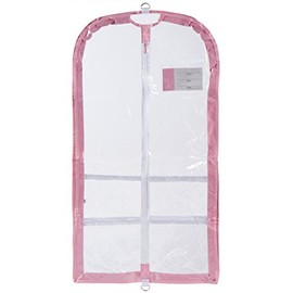 Clear Plastic Garment Bag with Pockets for Dance Competitions Danshuz - Pink