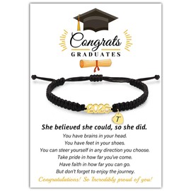 Btysun Graduation Gifts, College Graduation Gifts for Her Initial Bracelets for Women Heart Letter T Black Bracelets 2026 Daughter Niece Jewelry
