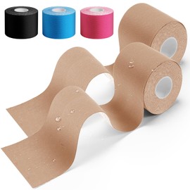 HONYAO Kinesiology Tape 2 Rolls, Sports Tape (5m×5cm), Physio Tape for Shoulder, Back, Elbow, Wrist, Shin, Ankle, K Tape Breathable Waterproof Skin Friendly, Support Muscle Tape, KT Tape Beige