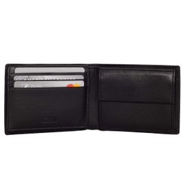 DiLoro Wallets for Men Bifold RFID Leather Mens Wallet Flip ID Coin Compartment (Midnight Black)