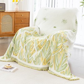 MDSASFD Floral Couch Cover Blanket, Botanical Couch Blanket Cover, Sofa Cover Blanket for Dog, Chenille Sofa Covers Washable, Medium Couch Covers for Recilner&Chair(1pc/Yellow/59×71")