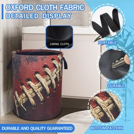 Vintage Football Laundry Basket Ball Texture Oxford Cloth Laundry Hamper With Handle Foldable Portable Clothes Storage Basket 18.9 X 16.5 Inch Storage Bag For Laundry Room/Bathroom/Bedroom/Dormitories