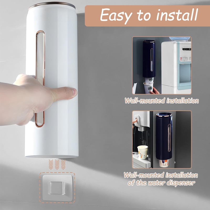 Cup Dispenser, Wall Mounted Bathroom Cup Holder fits 5-7oz Plastic