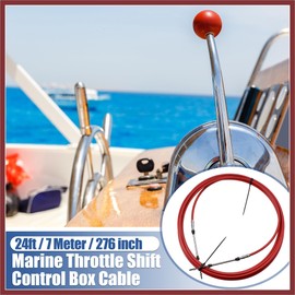 HEROFFIX 2pcs 24ft 7 Meter 276 Inch Marine Type 3300 / 33C Throttle Shift Remote Control Box Cable for Yamaha Outboard Engine Boat Motor Steering System Red Replace Parts