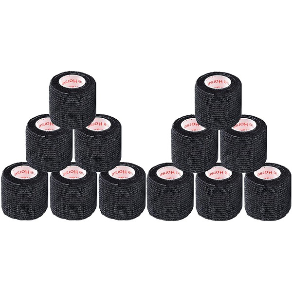 2 Inch Self Adhesive Medical Bandage Wrap Sport Tape (Black Bean) (12 Rolls) Self Adherent Cohesive First Aid Sport Flex Wrist Ankle Knee Sprains and Swelling