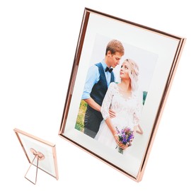 AhaGo 6"x8" Rose Gold Floating Frame with Romantic Heart, For Picture Sizes 5x7,4x6,3x5, Tabletop Shelf Photo Frame, Classy Gift For Festival, Home or Wedding Decoration…