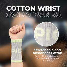 PICSIL Cotton Wrist Sweatbands, Absorbent and Stretchable Wrist Bands for Working Out, Wrist Sweat Bands for Fitness and Tennis, Anti Chafing Wristbands for Men and Women (Lime)