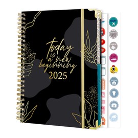 2025 Planner, 2025 Weekly Monthly Planner with Tabs, Jan. 2025-Dec. 2025 Academic Daily Planner with Hardcover Double Wire Spiral Bound Thick Paper Hardcover Planner 6.2 x 8.5 Inch (Black gaold)
