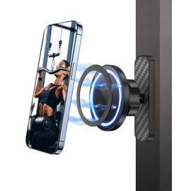 360 Degree Gym Magnetic Phone Holder, Adjustable Portable Gym Magnetic Phone Holder with Dual-Sided N52 Super Magnets, Compatible with 4-6" Smartphones, Secure Grip Scratch-Proof Alloy Base(Black)