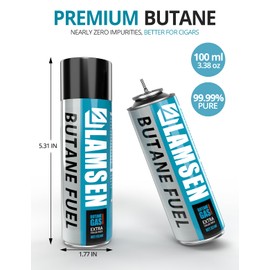 Lamsen Butane Refill - 100ml, Butane Fuel for Torch Lighter, Butane Canister for Torch Lighter, Butane Fuel Gas for Cooking, Camping and Welding