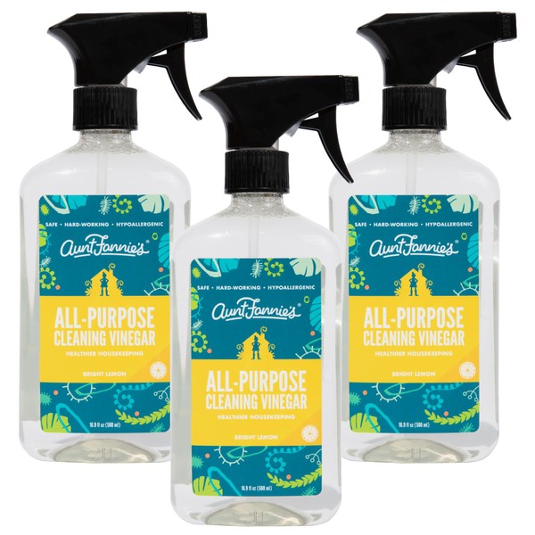 Aunt Fannie's All Purpose Cleaning Vinegar, Multisurface Spray Cleaner, 16.9 Ounces, Lemon Scent (Pack of 1)