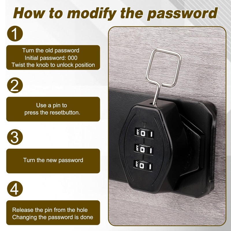 Keyless Cabinet Combination Lock, 3-Digit 4 Inch Password Combination Lock,