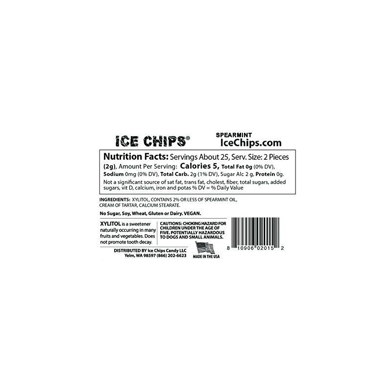 ICE CHIPS Xylitol Candy 6 Tins (Minty Pack); Low Carb,