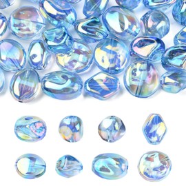 Ipotkitt - 40 piezas de 8 estilos galvanizados transparentes de acrílico azul abalorio irregulares sueltas para hacer joyas, manualidades, pulseras, collares, arete, llaveros, decoración de bolsas