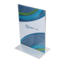 ogoPLUS T-stand DIN A6 portrait / acrylic table stand, flyer stand, menu card holder, information sign, advertising media, acrylic glass price tag, advertising stand