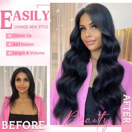 Tebelove Clip in Hair Extensions Real Human Hair 3.4oz/90g Clip ins 100% Brazilian Remy Human Hair Extension for Women 8pcs Per Set with 18 Clips Double Weft (14 Inch #1 Jet Black)