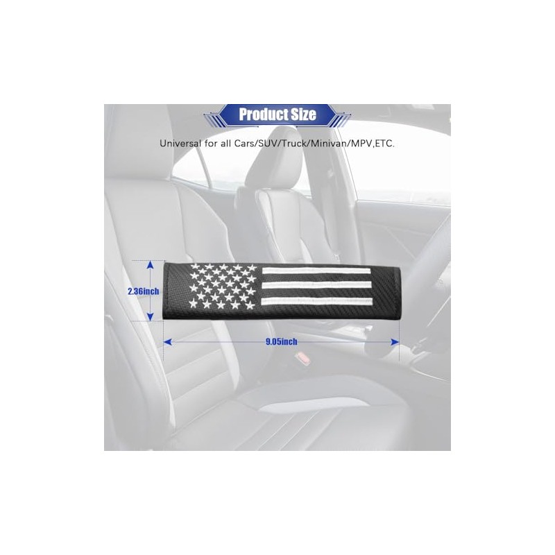 JDDRY 2PC Soft Carbon Fiber Seat Belt Covers with USA